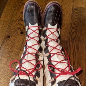 Pajar Women’s Tall Lace-Up Snow Boots size 41 US 10 Brown Cream Apres Ski